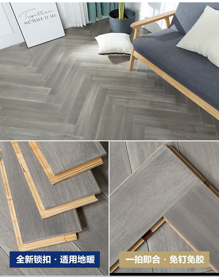 In-stock wholesale with on-site installation Herringbone Locking Floor Heating New Three-Layer Solid Wood Flooring Oak Black Walnut Flooring