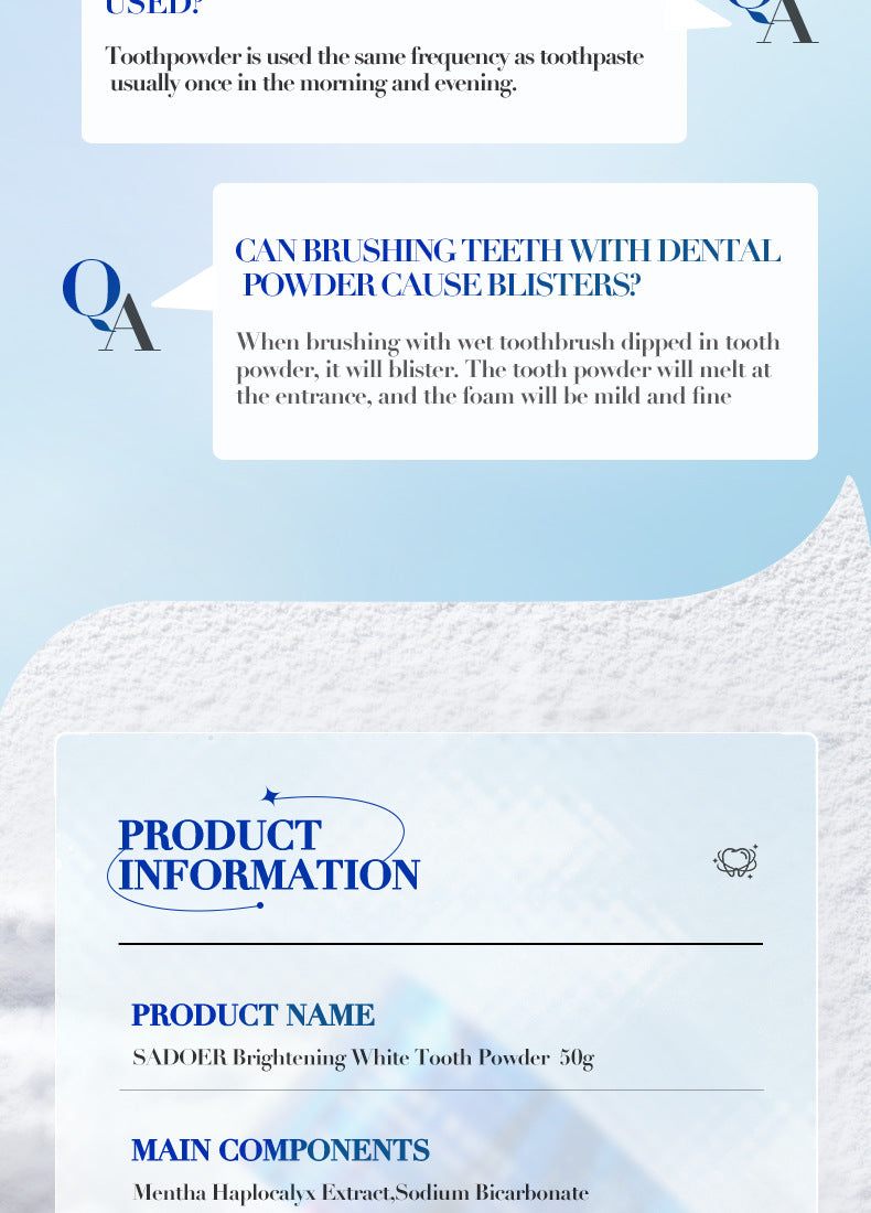 All English Tooth Powder50g SADOER Clean Tooth Stains, Care for Gums, Freshen Oral Care,  Foreign Trade Wholesale