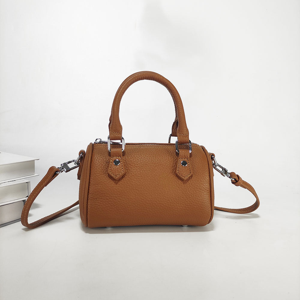 High-end texture genuine leather Boston pillow bag for women2025New Top Layer Cowhide Handbag and Crossbody Bag from Shiling