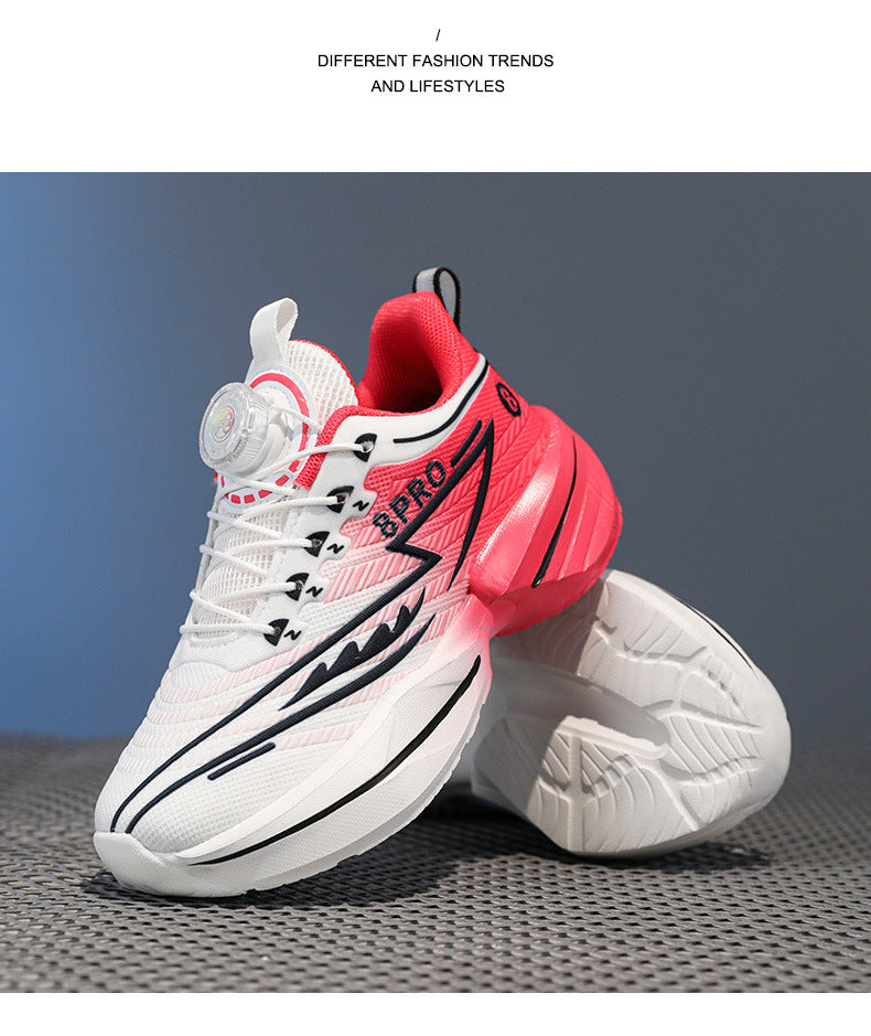 2025New Mesh Breathable Rotating Button Children's Shoes Student Training Running Shoes Red Rabbit Children's Mandarin Duck Sports Shoes