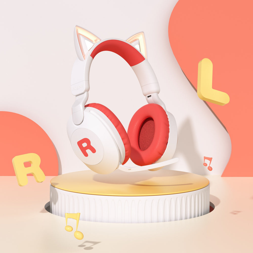 Cat Ear Headband Bluetooth Wireless Headphones with Mic Cute Long Battery Life Support Customization Bluetooth Headphones