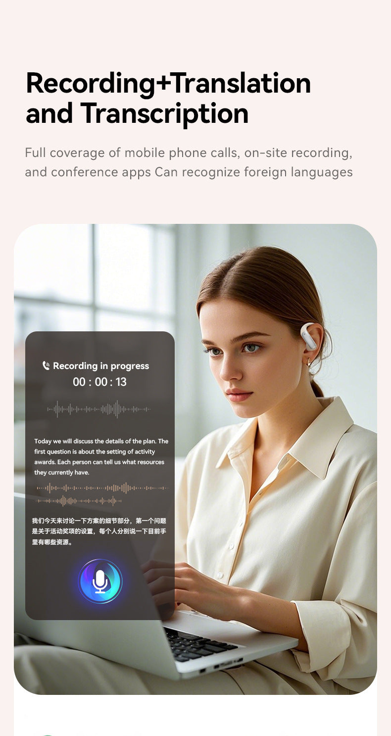 2025Popular M122New AI Translation Private Model Noise Cancelling Ultra-Long Battery Life Over-Ear Wireless Bluetooth Earphones