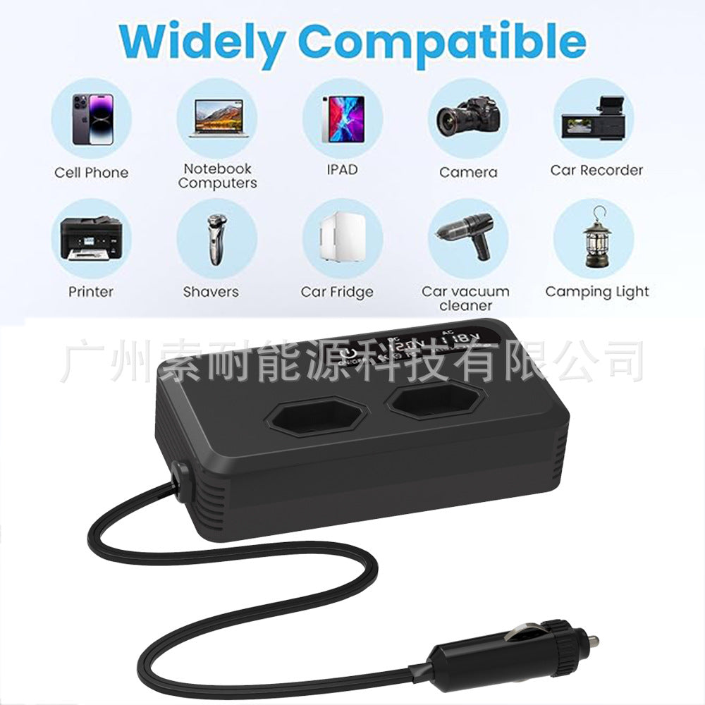 Brazilian standard socket car inverter200W Hot Sale12V Turn110V/220V Double USB Double Type-C