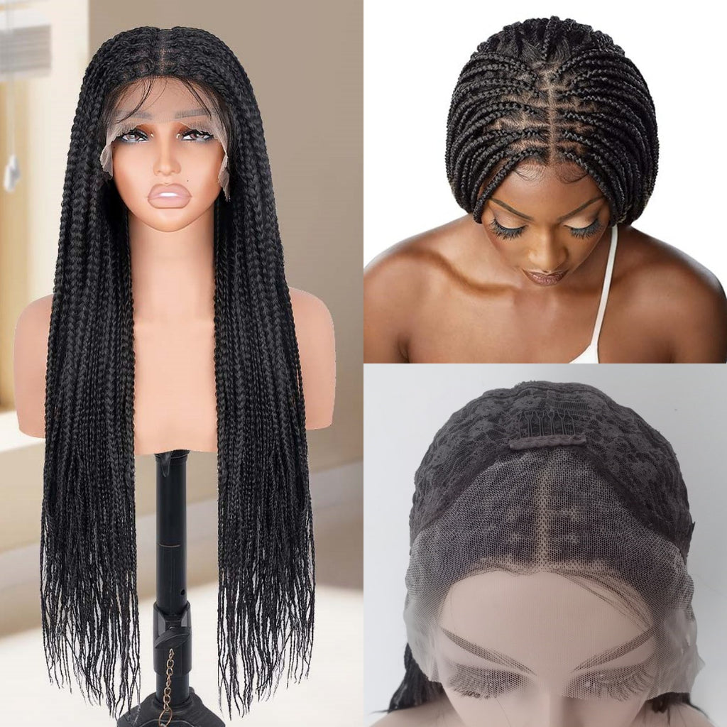 13x4 Front Lace Synthetic Wig Pre-Braided Dreadlocks Lace Front Long Braid Wig