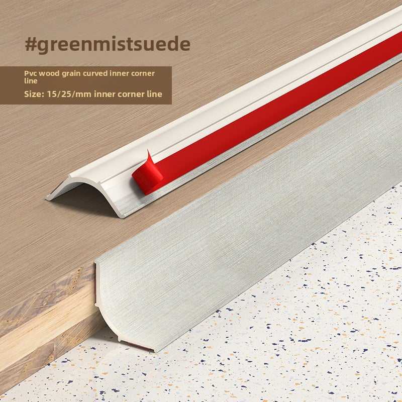 Green Mist Suede inner corner line with wood grain finish and red accent, size 13/25mm.