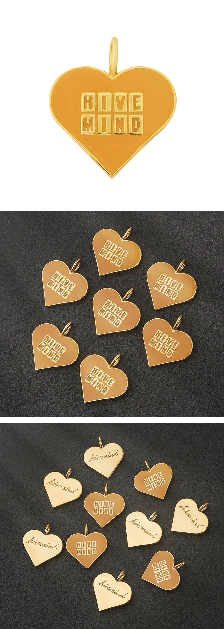 European and American Style Stainless Steel Heart-shaped Peach Heart Resin Pendant Vacuum Electroplating gold Heart-shaped Personality Titanium Steel Necklace Wholesale