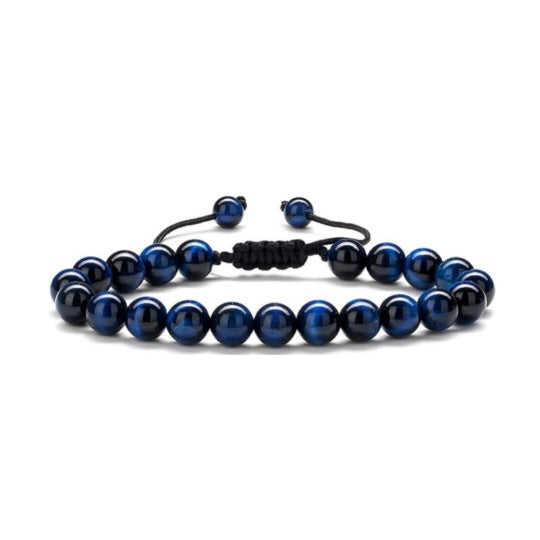 European and American Men's Volcanic Stone Woven Bracelet Natural Stone Adjustable Bracelet Frosted Tiger Eye Stone Woven Bracelet