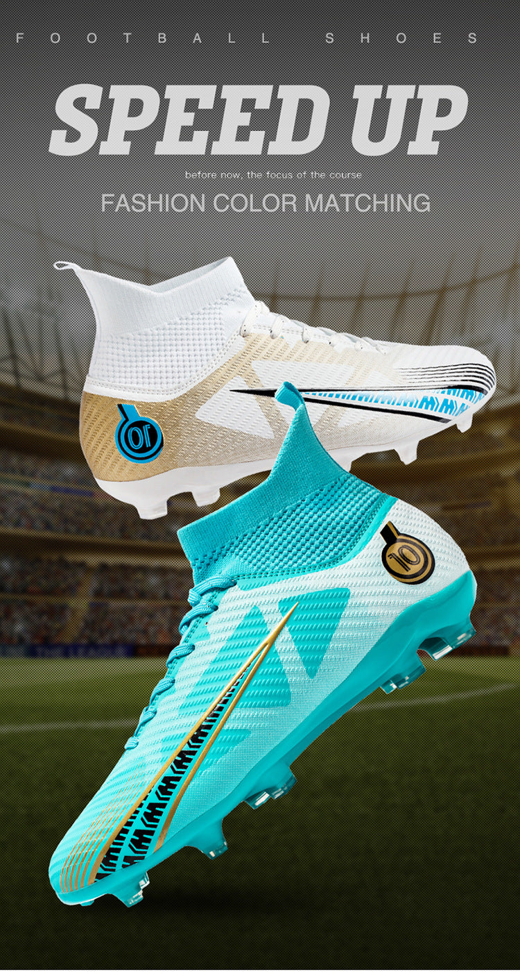 World Cup Football Shoes Men's High Top Long Spike Lawn Broken Spike Youth Student Competition Training Shoes