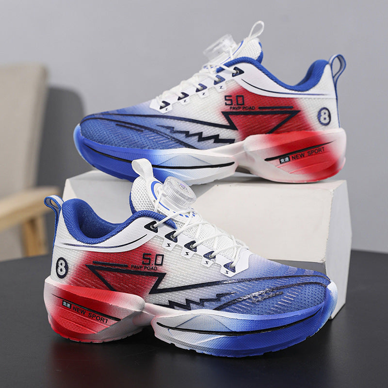 2025Summer New Boys' Shoes for Older Children Lightweight Shock-Absorbing Sports Shoes Mesh Breathable Professional Racing Running Shoes