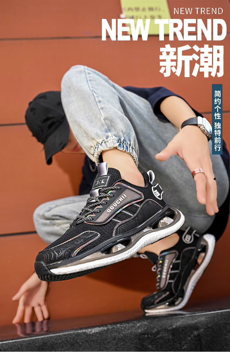 Autumn Hot-Selling Popcorn Rubber Non-Slip Wear-Resistant Sports Running Shoes Mesh Breathable Couple Trendy Casual Shoes