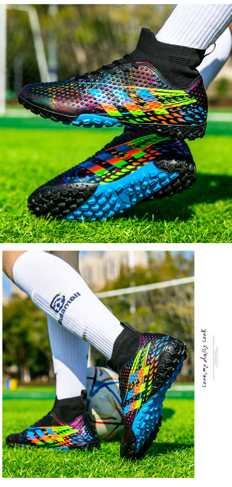 New high-top soccer shoes for men and women AG Spike TF Broken Nail Youth Student Grassland Competition Training Shoes