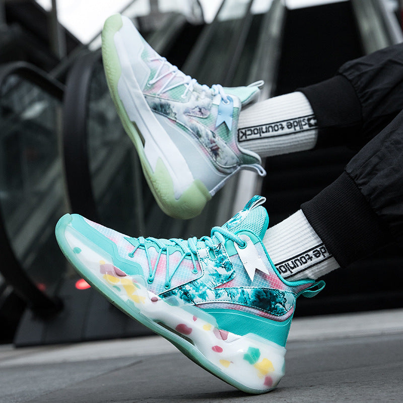 2025New National Era Men's Shoes Fashion Sports Shoes Youth High Elasticity Cushioning Anti-Slip Wear-Resistant Trendy Basketball Shoes