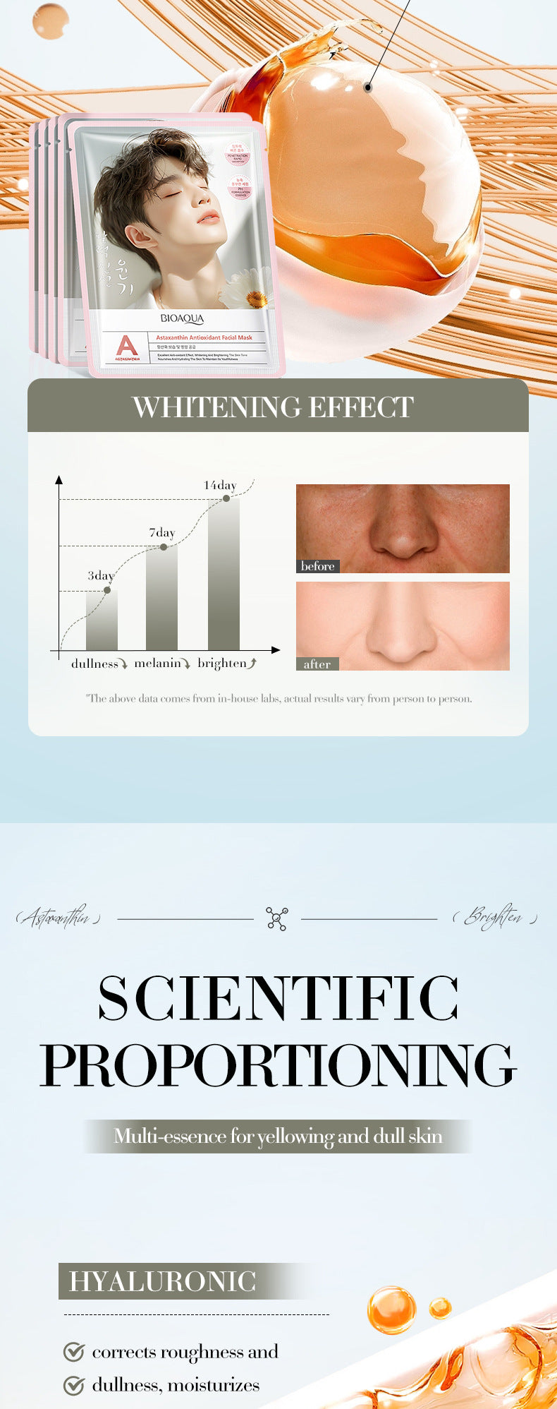 Astaxanthin Antioxidant Mask BIOAOUA Skin rejuvenation hydrating moisturizing face mask cross-border wholesale