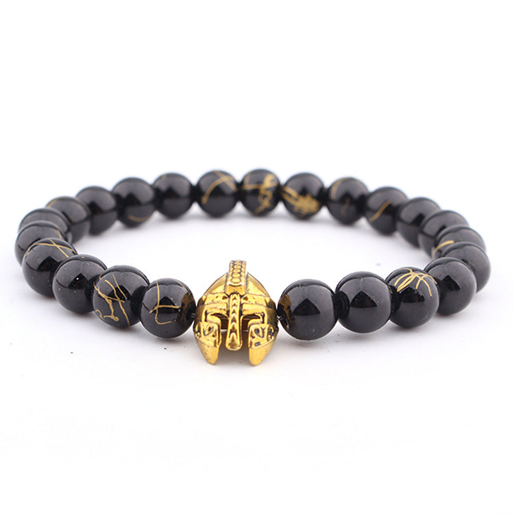 Buddha Pendant Bracelet Natural Stone Beaded Volcanic Stone Black Rutilated Quartz Bracelet8mm Single Loop Elastic Bracelet