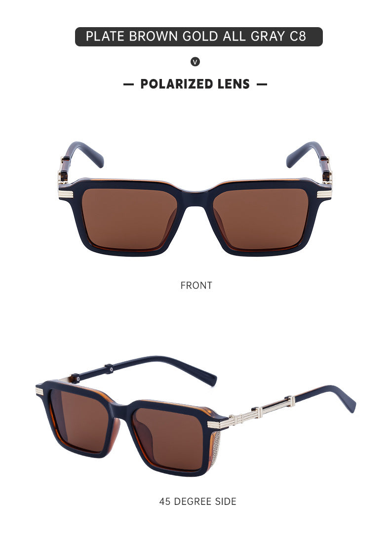 New European and American Fashion Polarized Sunglasses for Men Driving Anti-Glare Sunglasses Retro Punk Style Glasses shades