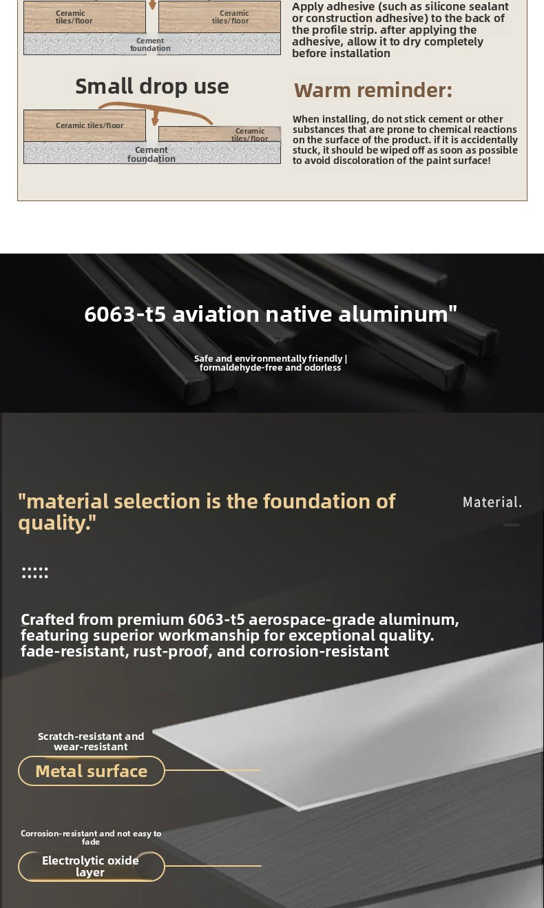 Aluminum alloy wood grain flooring trim edge strip t Door threshold edge trim strip, door seam trim strip, aluminum buckle strip