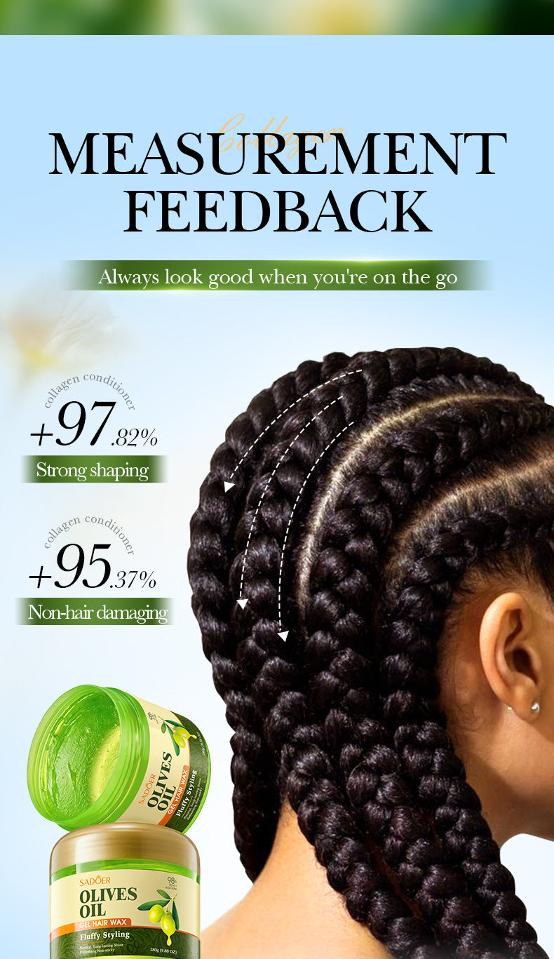 Full English Olive Oil Hair Styling Wax SADOER Nourishing Gel Styling Fluffy Hair Wax  Foreign Trade Wholesale