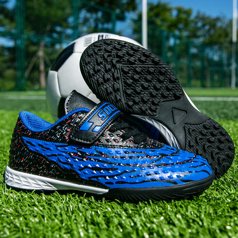 New football shoes for men and women with Velcro for children TF Broken Nail Style Youth Student Grassland Flat Training Shoes