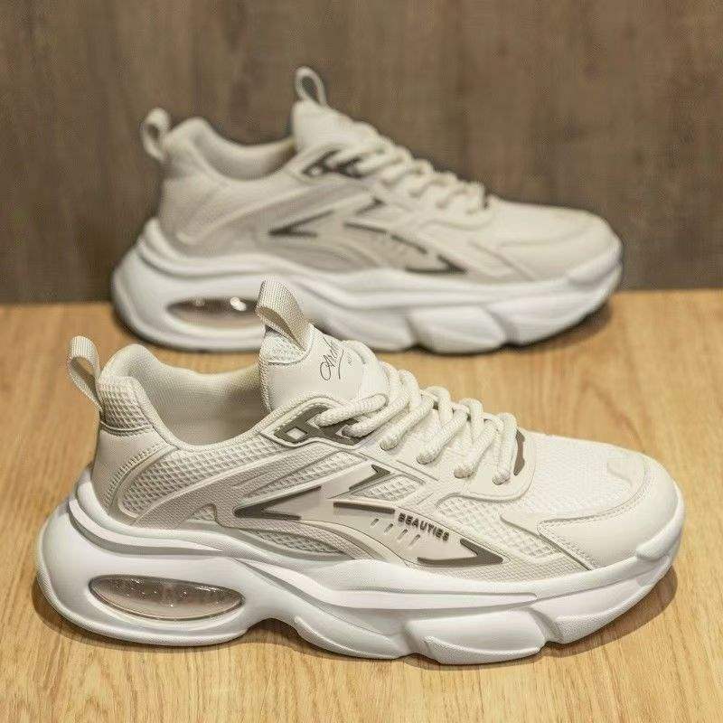 Men's Shoes Summer2025New Pure Black Thick-Soled Black Warrior Air Cushion Casual Sports Shoes Dad ins Trendy Shoes