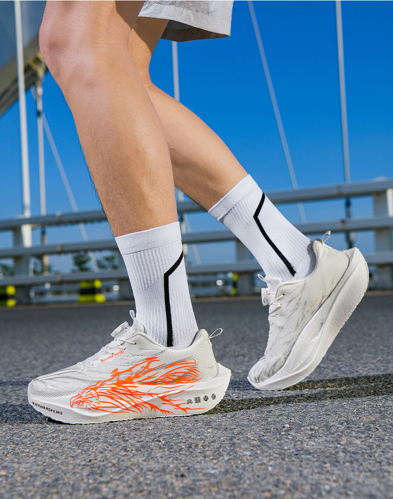 Casual Luminous Double Mesh Thickened Rotating Buckle Sports Shoes Parent-Child Real Carbon Plate Soft Sole Rebound Lightweight Comfortable Running Shoes