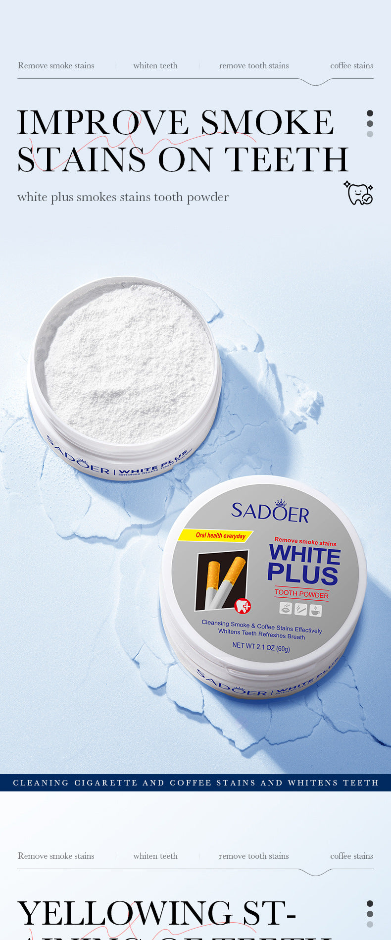 All English Tooth Powder60g SADOER Remove Tobacco Stains, Whiten Teeth, Clean Tartar, Strengthen Teeth Toothpaste  Wholesale