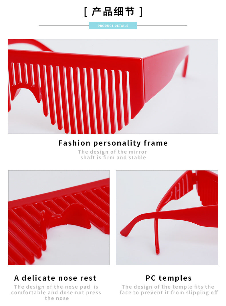 Christmas Costume Creative Comb Sunglasses for Women Multifunctional Gradient Party Blinds Sunglasses Trendy Internet Celebrity