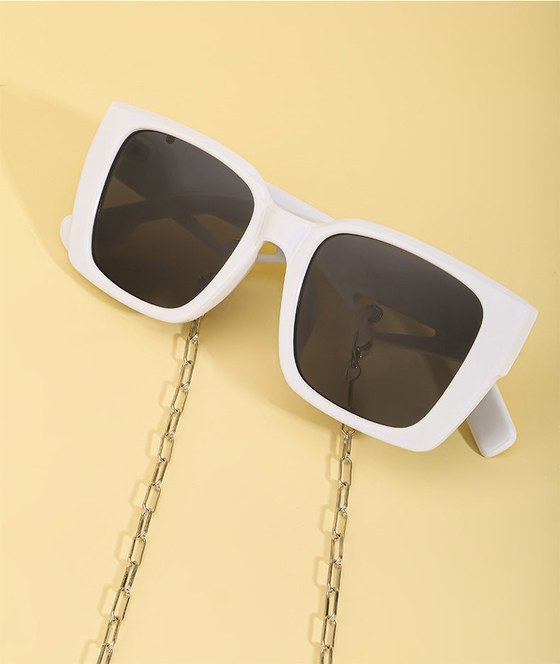 2025New Sunglasses for Women Trendy New European and American Fashion Chain Square Frame Sunglasses for Women Necklace Pendant sunglasses