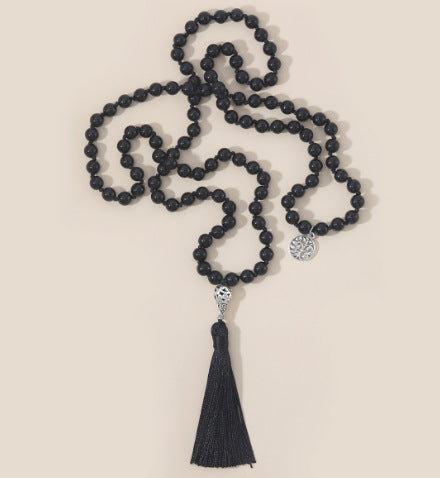 Tiger Eye Stone Double Row Bracelet Natural Stone Beaded Lucky Tree Pendant Bracelet Woven Double Layer Beaded Crystal Bracelet