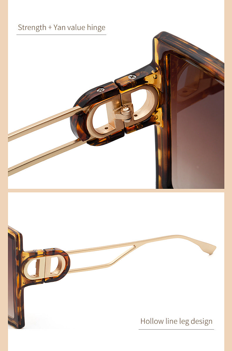 Fashion Large Frame Sunglasses for Women ins Internet Celebrity Style Square Frame Sunglasses for Women Trendy Street Photography Glasses sunglasses