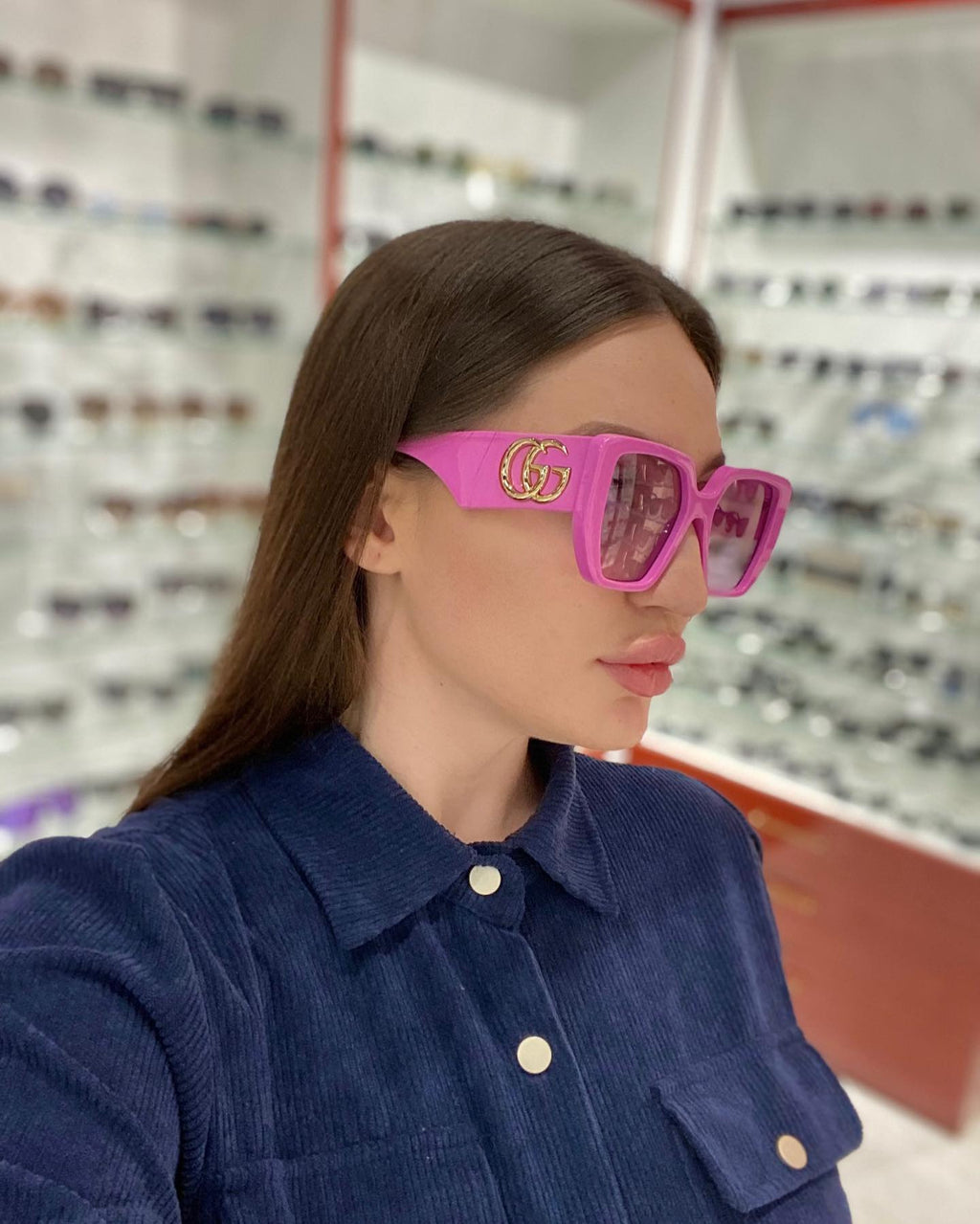 G Home Sunglasses European and American Style ins Xiaohongshu Celebrity Style Sunglasses Square Frame Color Block Legs Unisex GG6040