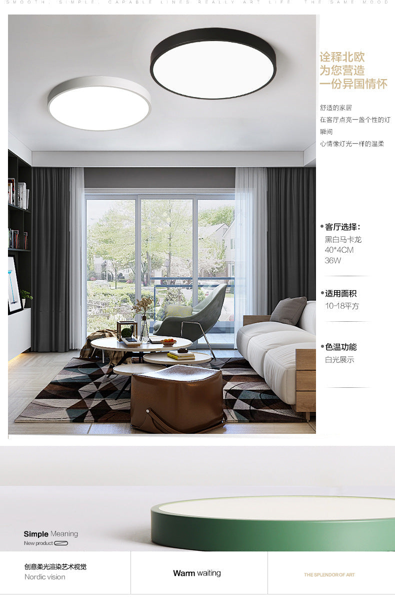 Macarons led Ceiling Light Round Modern Minimalist Bedroom Light Iron Art Ultra-thin Living Room Light Home Balcony Light