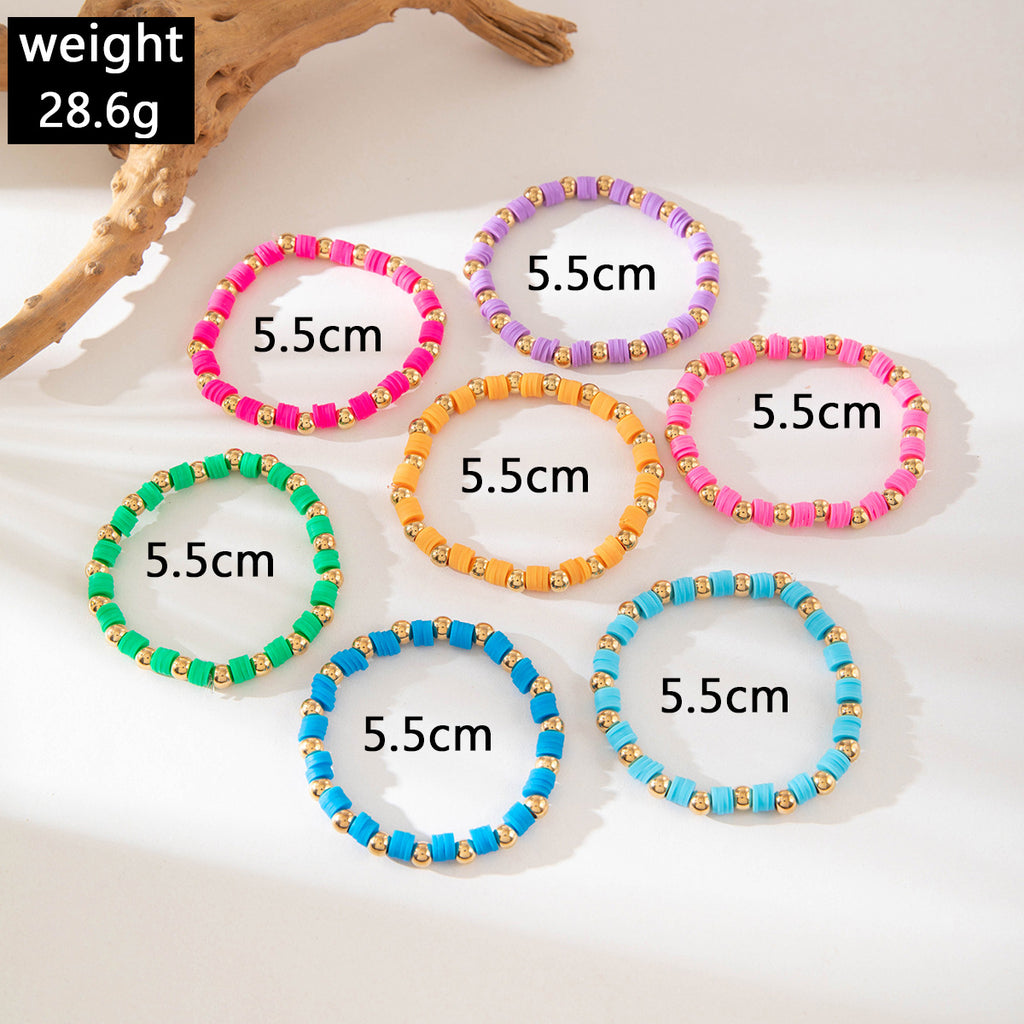 European and American Jewelry Bohemian Simple Colorful Beaded Bracelet  Fashion Dopamine Multi-layer Elastic Bracelet Wholesale