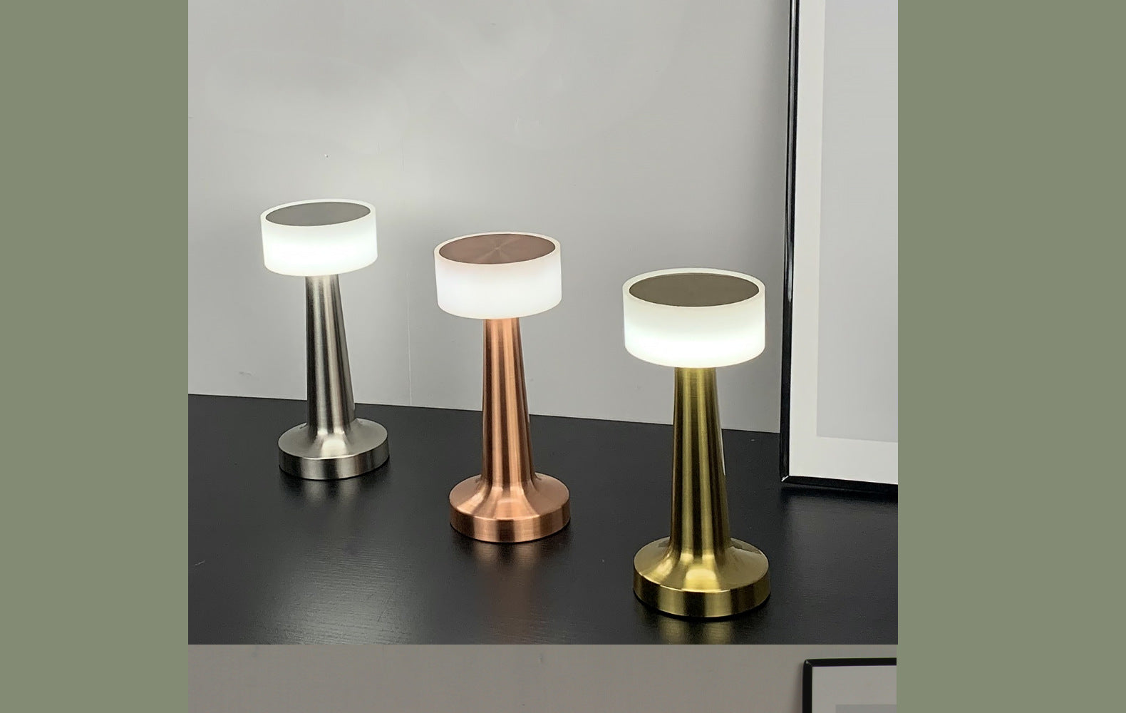 USB Rechargeable Eye Protection Bedside Table Lamp Bar Qingba Hotel Atmosphere Touch Night Light LED Metal Table Lamp