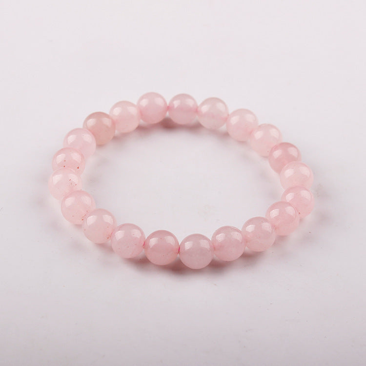 Women's Crystal Bracelet8mm Beaded Elastic Cord Simple Bracelet Natural Stone Beads Rose Quartz Bracelet