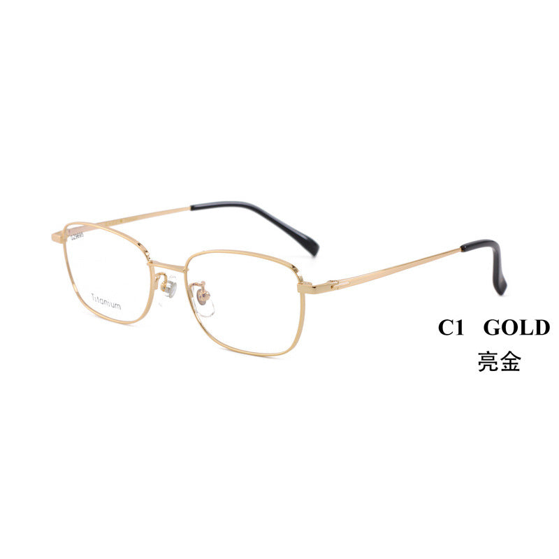 Business Half Titanium Glasses Frame Square Frame Men and Women Universal Glasses Frame Lightweight Metal Frame Light Luxury Sense