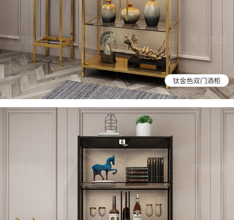 Simple Wine Cabinet Wall-Mounted Living Room Modern Simple Glass Storage Cabinet Home Storage Cabinet Light Luxury High-End Display Cabinet