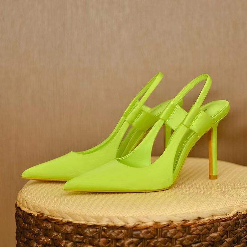 Fairy High Heels for Women2025New Pointed Toe French Style Thin Heel Mules Casual Outdoor Closed-Toe Sandals Trendy