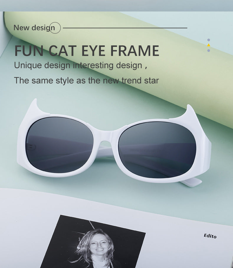 Personality Y2K Cat Eye Sunglasses Women's European and American New Trendy ins Street Style Sunglasses for Men Wholesale