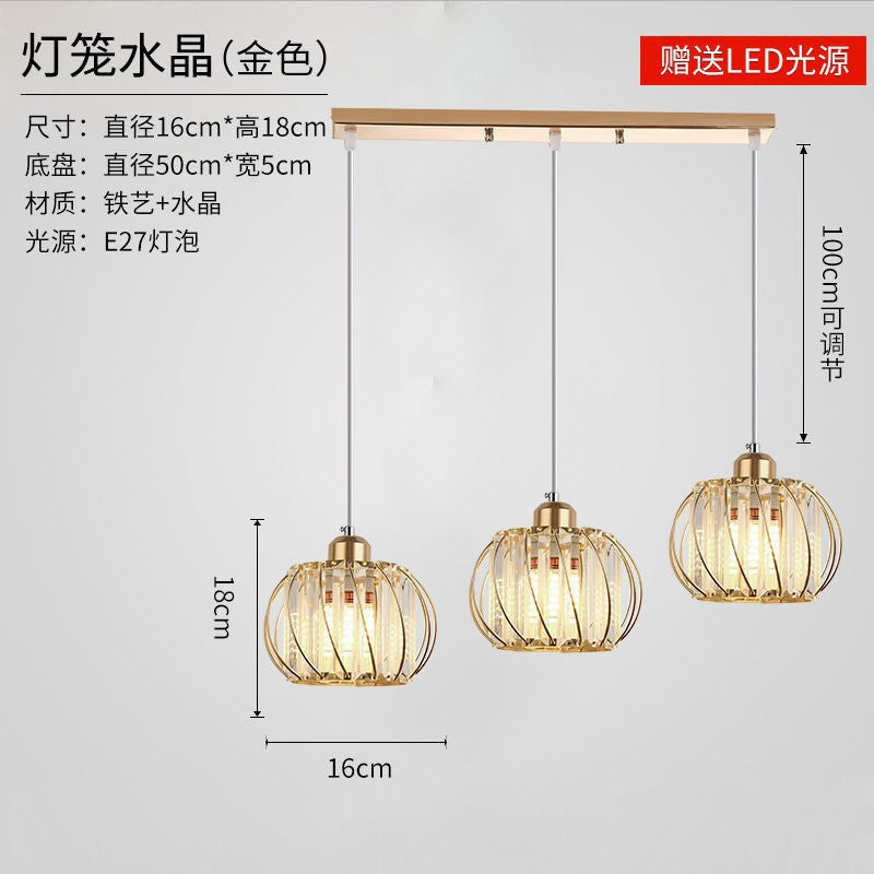 Export Simple Restaurant Crystal Pendant Light Single Head3Headboard Pendant Light Dining Table Bar Crystal Pendant Light Wholesale