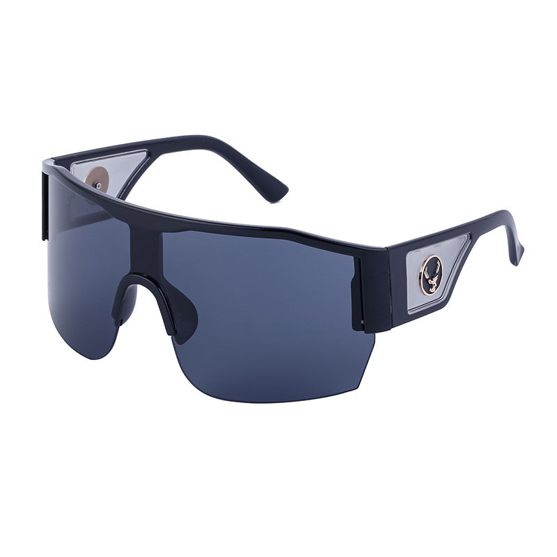 Y2K Millennium Integrated Cycling Sports Sunglasses for Women, European and American Style, Large Frame, Windproof, Half Frame Sunglasses