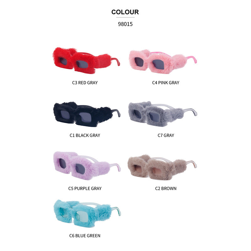 Fashion Plush Square Frame Sunglasses for Women Winter Full Coverage Sunglasses Wholesale Same Style for Women sunglasses