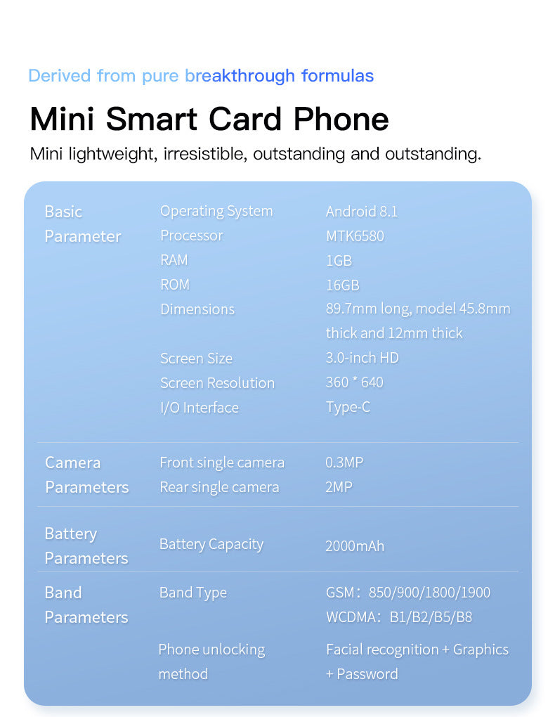 P7 Pro Mini Smartphone3.0Inch Screen Dual SIM Dual Standby mini Card Phone Export