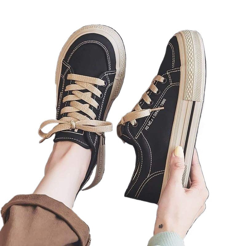 Women's Large Canvas Shoes2025Summer Casual Versatile White Shoes Black Big Toe Shoes Autumn Thick Sole Breathable Sneakers