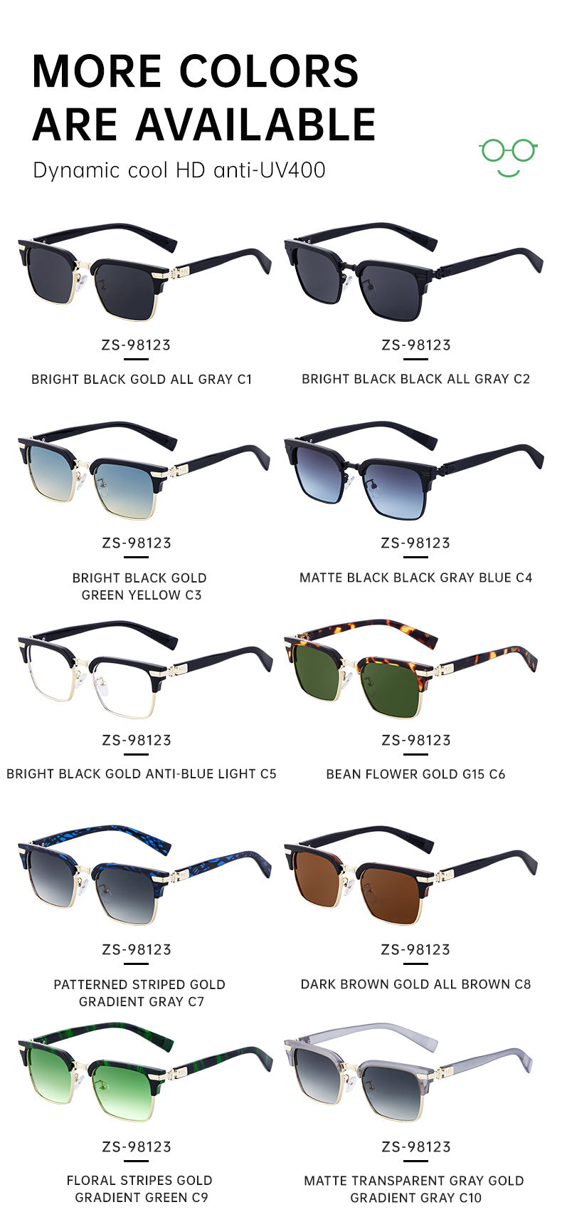 New Retro Square Frame Sunglasses Unisex Eyebrow Frame UV Protection Sunglasses Double Bridge Glasses shades