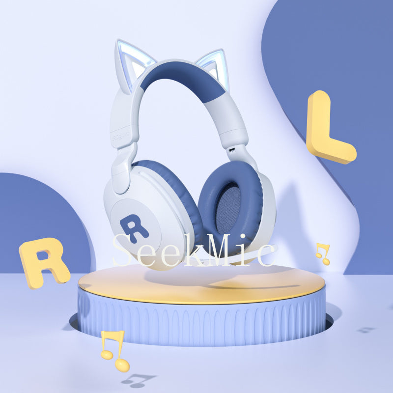 Cat Ear Headband Bluetooth Wireless Headphones with Mic Cute Long Battery Life Adorable Design Cute Cat