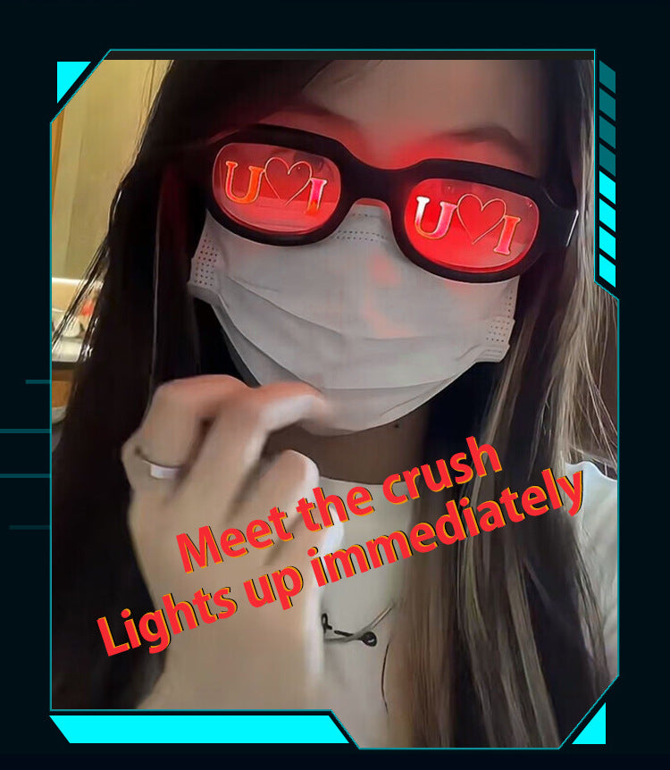 New LED Glowing Red Eye Glasses Same Style Glowing Glasses Personality Funny Party Performance Flashing Props