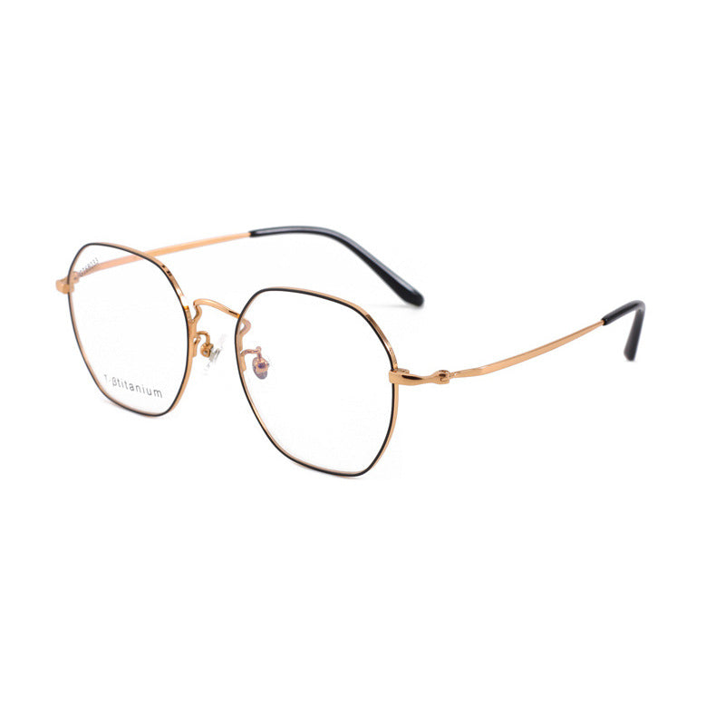 New Polygonal Retro Trend Titanium Frame Glasses Frame Two-tone Electroplated Unisex Plain Frame Metal Frame