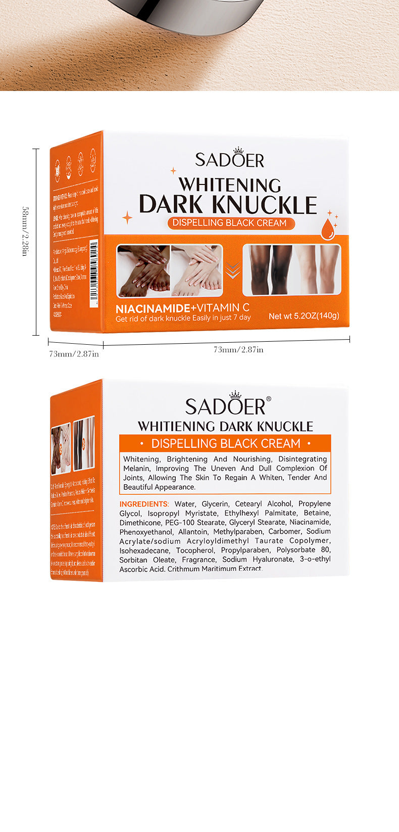 Full English Joint Whitening and Dark Spot Removal Cream140g SADOER Vitamin C Moisturizing Body Lotion  Wholesale