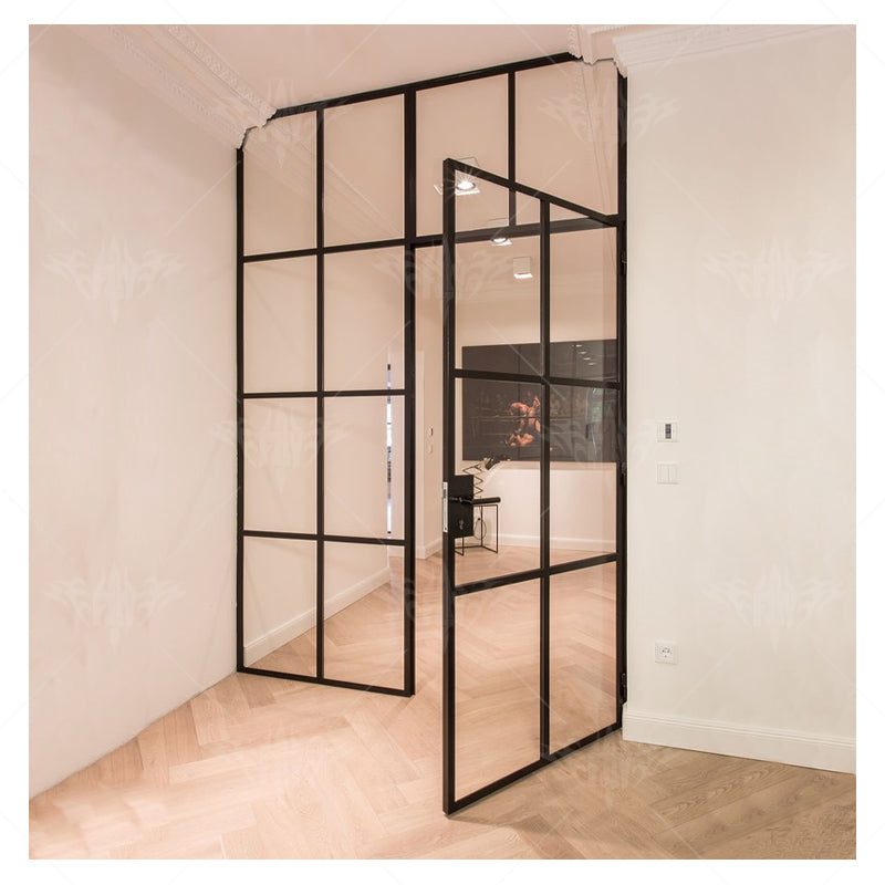 Modern Luxury Interior Aluminum Alloy Tempered Glass Pivot Glass Double Door