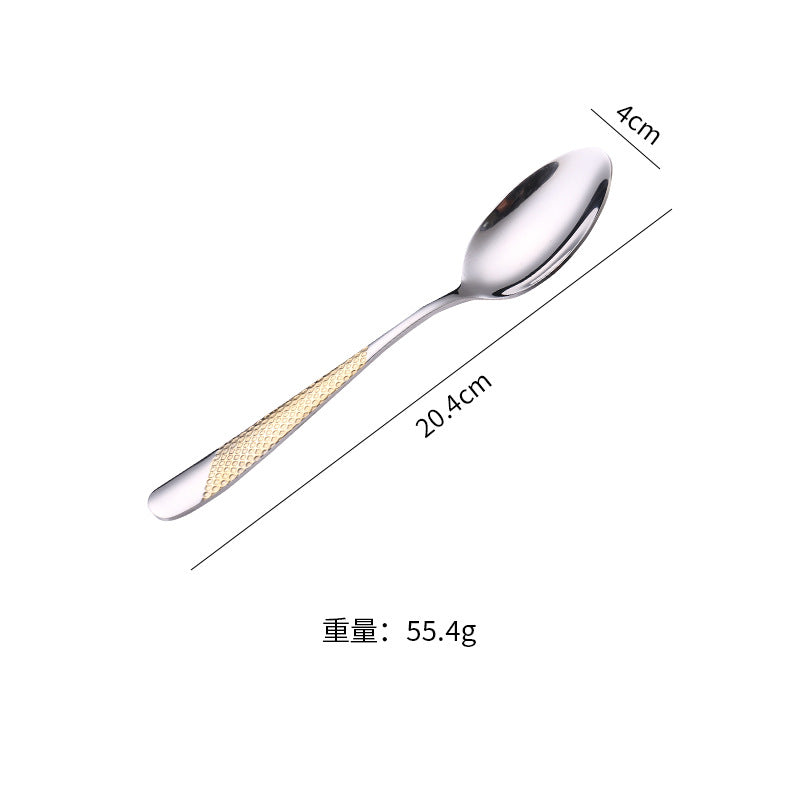 410Stainless Steel Star Diamond Western Steak Knife Fork Spoon Middle Eastern Titanium Coated Hotel Cutlery Knife Fork Spoon Partial Gold